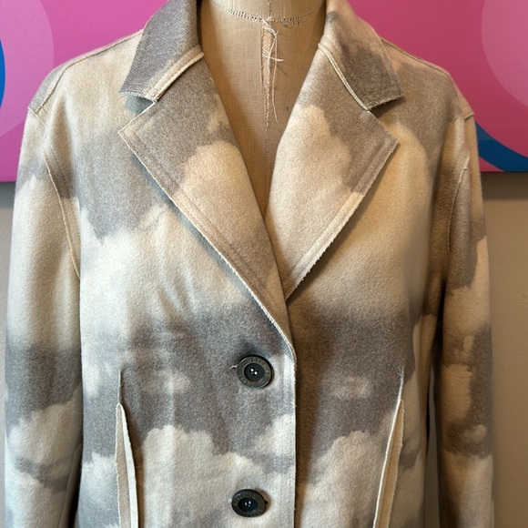 Moschino Jeans Gray White Clouds Wool Blend Coat - Picture 3 of 14